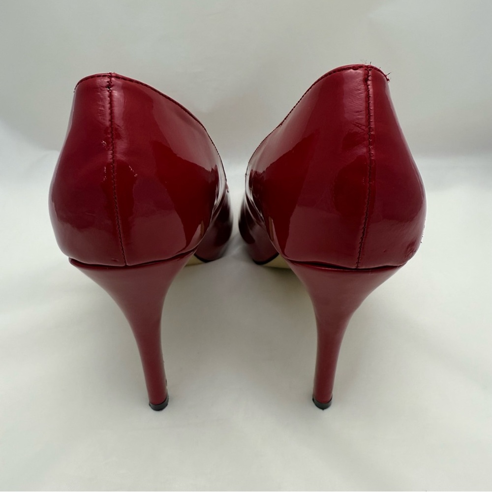 Red Patent Peep Toe High Heel Pumps Sz 8.5 Fabulocity 💃✨ - Picture 6 of 12